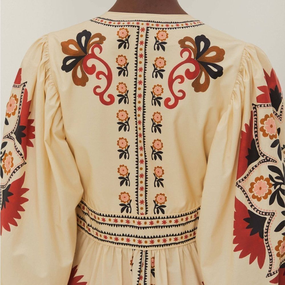 Farm Rio Cream Cashew Mandala Maxi Dress New - Picture 3 of 7
